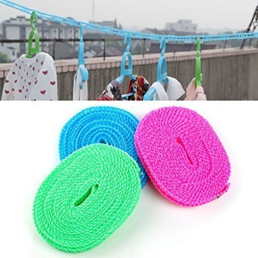 Picture of 5 Meters Windproof Anti-Slip Clothes Washing Line Drying Nylon Rope   Laundry Perfect Windproof Clothes Line