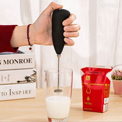 Picture of Milk Frother coffee Electric Foam Maker Classic Sleek Design Hand Blender Mixer Froth Whisker Latte Maker for Milk,Coffee,Egg Beater,Juice,Cafe Latte,Espresso,Cappuccino,Lassi,Salad beater mixture grinder shaker Coffee bitter mini rechargble