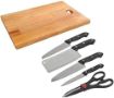 Picture of Stainless Steel Kitchen Set Knife Set with Wooden Chopping Board Set with Wooden Chopping Board Scissor Vegetable Meat Cutting Knifes Set knives set Knives Set with Knife Scissor wooden board