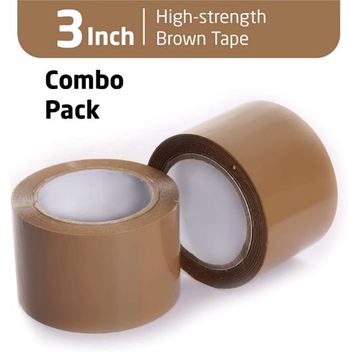 Picture of 3" inch tape 100 Meter A KHAKHI  Brown Color Packing Tape Brown BOPP Tape Self Adhesive Brown Cello Tape