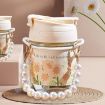 Picture of White Pearl Glass Coffee Mug MOTI MUG TUMBLER COFFEE MUG Double Drink Straw and Lids