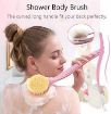 Picture of Bath Brush with 2-in-1 Bristles and Loofah Back Scrubber Bath Mesh Sponge with Curved Long Handle for Wet or Dry BATH BRUSH LUFA BATH LUFA