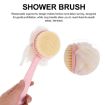 Picture of Bath Brush with 2-in-1 Bristles and Loofah Back Scrubber Bath Mesh Sponge with Curved Long Handle for Wet or Dry BATH BRUSH LUFA BATH LUFA