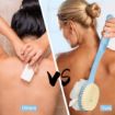 Picture of Bath Brush with 2-in-1 Bristles and Loofah Back Scrubber Bath Mesh Sponge with Curved Long Handle for Wet or Dry BATH BRUSH LUFA BATH LUFA