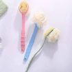 Picture of Bath Brush with 2-in-1 Bristles and Loofah Back Scrubber Bath Mesh Sponge with Curved Long Handle for Wet or Dry BATH BRUSH LUFA BATH LUFA