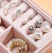Picture of Jewellery Organiser Box Portable Travel Jewellery Organiser Pouch Jewellery Organiser PU Leather Zipper Portable Storage Box Case