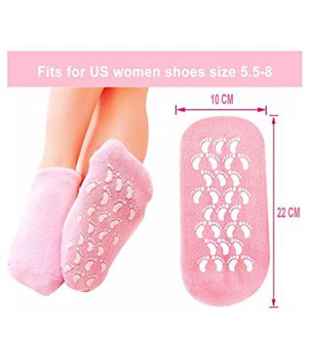 Picture of Spa Gel Heel Soocks Winter Care Spa Gel Socks Full Heel Feet Protector Silicone Ultra-Soft Socks with Moisturizing Natural Oil and Vitamin E Helps Repair Dry Cracked Skin Feet And Ankles Skin care Footful Beauty Gel Socks