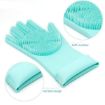 Picture of Silicone Gloves Gloves Magic Silicone Dish Washing Gloves Silicon Cleaning Gloves Silicon Hand Gloves for Kitchen Dishwashing and Pet Grooming Great for Washing Dish Car Bathroom