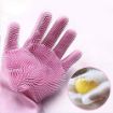 Picture of Silicone Gloves Gloves Magic Silicone Dish Washing Gloves Silicon Cleaning Gloves Silicon Hand Gloves for Kitchen Dishwashing and Pet Grooming Great for Washing Dish Car Bathroom