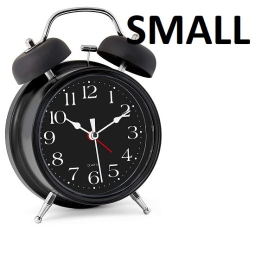 Picture of Vintage Twin Bell Alarm Clock with Night Led Light TWIN BELL BLACK CLOCK SMALL