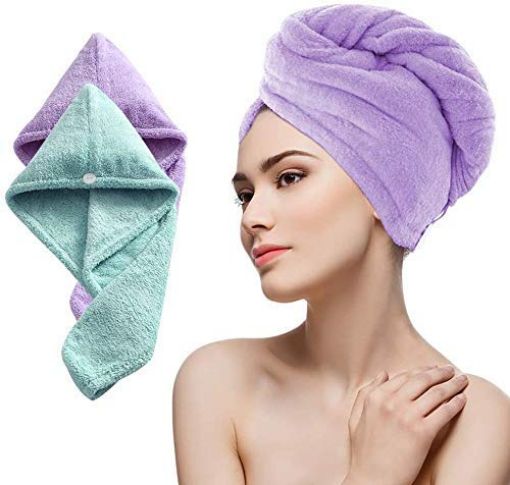 Picture of Hair Towel Wrap Absorbent Towel Hair-Drying Bathrobe Magic Hair Warp Towel Super Quick-Drying Microfiber