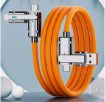 Picture of Orange 4 in 1 Orange  Charging Cable Elastic Data Cable Usb 4 in 1 Charging Cable Charging Cable  4 in 1 Multiple USB Fast Charger Cord