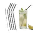 Picture of steel strove Stainless Steel Reusable SS 304 Food Grade Beverage Drinking Straws with Straw Cleaning Brush BPA Free Metal for Smoothies
