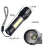 Picture of Metal Flashlight Torch with Built in Battery and USB Cable Black led emergency rechargeable onlite torch for Camping Hiking Cycling Backpacking Hunting Fishing Auto Emergencies and Home Repair family and outdoor activity etc
