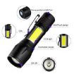 Picture of Metal Flashlight Torch with Built in Battery and USB Cable Black led emergency rechargeable onlite torch for Camping Hiking Cycling Backpacking Hunting Fishing Auto Emergencies and Home Repair family and outdoor activity etc