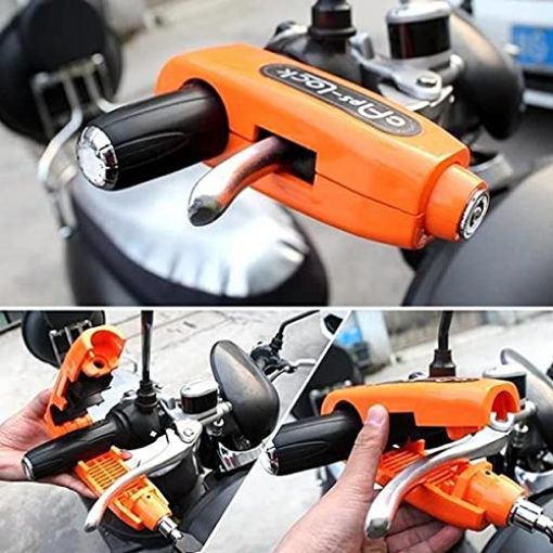Picture of Heavy Duty Bike Brake Lock Locking System by Holding Handle Bar with Brake Lever for All Bikes & Scooters