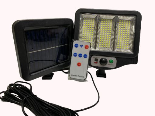 Picture of Solar Outdoor Motion Sensor Light Adjustable Solar Panel Wired Security Solar Flood Lights