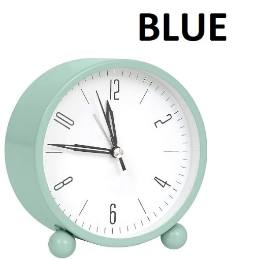 Picture of BLUE CLOCK Round Silent Analog Desk Alarm Clock Non Ticking with Snooze Super Silent Alarm Clock