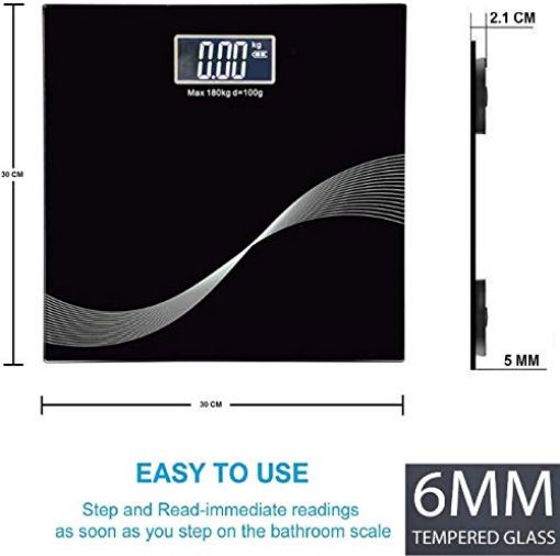 Picture of digital scale black bathroom scale Electronic Thick Tempered Glass & LCD Display Electronic Digital Personal Bathroom Health Body,Health & Personal Care, Home Medical Supplies & Equipment,weight scale for human body