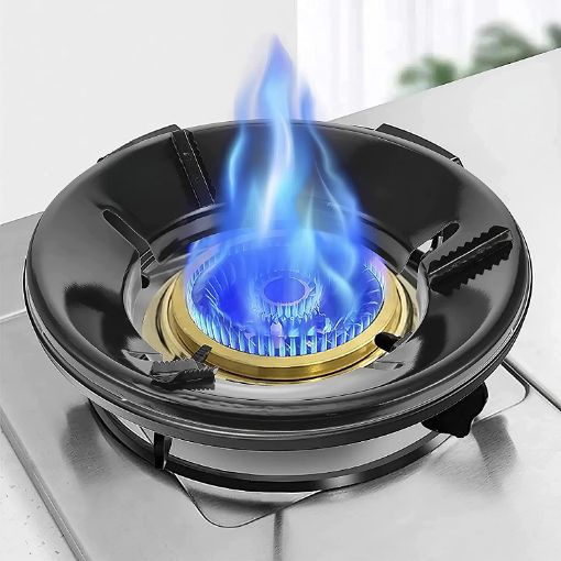 Picture of BLACK GAS SAVER RING STAND Black Gas Stove Burner Stand Gas Chula Burner Gas Saver Jali Ring Fire & Windproof Energy Saving