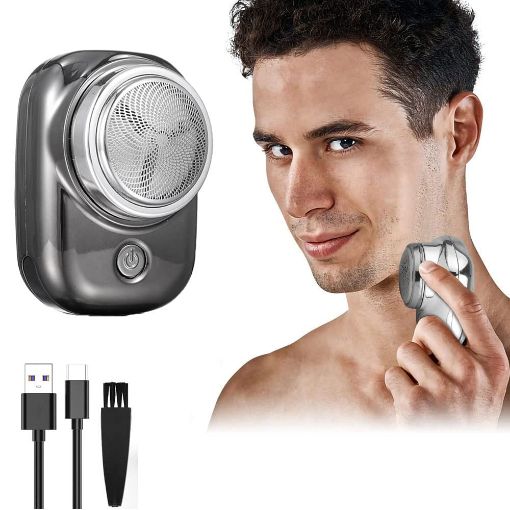 Picture of Electric Razor Clean Shaver Hair Trimmer for Men USB Painless Electric Small Beard Clean Hair Shaves Touch Up Travel Mini Trimmer