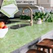 Picture of Marble Aluminum Foil Kitchen Stickers Waterproof Self Adhesive Wallpaper PVC Bathroom Wall Stickers Contact Paper GREEN MARBLE FOIL PAER