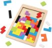 Picture of Wooden Tetris Jigsaw Puzzle Wooden Puzzles Brain Teasers Toy Colorful Jigsaw Game Wood Montessori Intelligence STEM Educational Gift