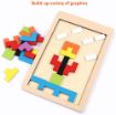 Picture of Wooden Tetris Jigsaw Puzzle Wooden Puzzles Brain Teasers Toy Colorful Jigsaw Game Wood Montessori Intelligence STEM Educational Gift