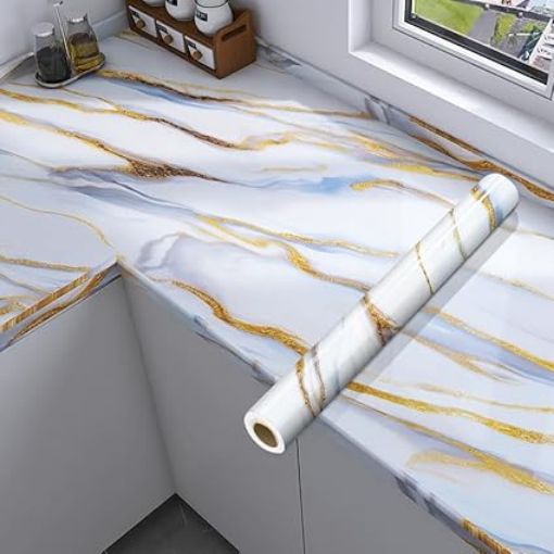 Picture of White Blue Marble Foil