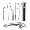 Picture of 7 pcs Dental Cleaning Kit Stainless Steel Toothpicks Pocket Set Toothpicks Cleaning Kit