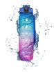 Picture of Unbreakable Silicone Water Bottle 1 Litre with Motivational Time Marker, Leakproof Durable BPA Free Non-Toxic Bottle for Office DOUBLE COLOR