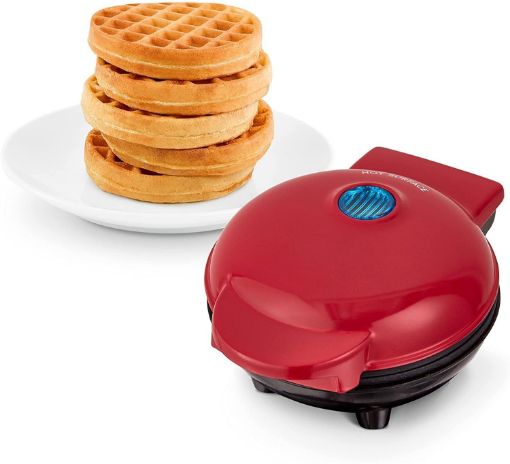 Picture of Mini Waffle Maker Stainless Steel Non-Stick Electric Iron Machine for Individual Belgian Waffles