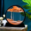 Picture of ORANGE Mobile Hourglass Art 3D Natural Landscape Sand Painting Moving Sand Art Picture Decor Round Glass Frame Display Flowing Sand Relaxing
