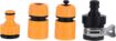 Picture of HOSE PIPE CONNECTOR NOZZLE Yellow Heavy Duty Plastic Outdoor Tap Adapter Garden Hose Pipe Spray Gun Starter Set