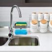 Picture of 2 in 1 Soap Pump Plastic Dispenser for Dishwasher Liquid Holder Random Colour - 385ml Free Sponge | 2 in 1 Sponge Caddy and soap Dispenser | Box with soap Dispenser 2 in 1 Sponge Rack