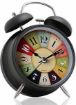 Picture of Big Black Bell Colock  Stylish Round Metal Wall Clock Machine Wall Décor for Living Study Hall Dining and Bedroom