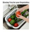 Picture of Cutting and washing board Cutting Board with Colander - Foldable Multi-function Kitchen Plastic Silicone Dish Tub - Washing and Draining Veggies Fruits Food Grade Sink Storage Basket