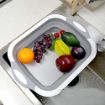 Picture of Cutting and washing board Cutting Board with Colander - Foldable Multi-function Kitchen Plastic Silicone Dish Tub - Washing and Draining Veggies Fruits Food Grade Sink Storage Basket