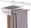 Picture of 5 in 1 Trousers Hanger Foldable Pants Hanger 5 in 1 Pant Rack Shelves Plastic Metal Hangers clothes Hanging Stainless Steel