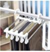 Picture of 5 in 1 Trousers Hanger Foldable Pants Hanger 5 in 1 Pant Rack Shelves Plastic Metal Hangers clothes Hanging Stainless Steel