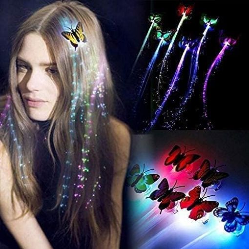 Picture of BUTTERFLY WIRE LIGHT HAIR CLIP  Led Flashing Light Butterfly Hair Clip Fibber Hairpin