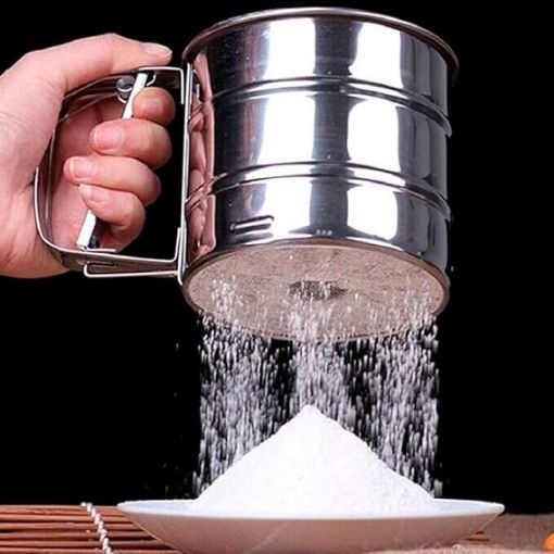 Picture of Flour Sieve Cup Stainless Steel Colander Kitchen Sifter   Flour Sifter Double Layers Sifter