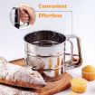 Picture of Flour Sieve Cup Stainless Steel Colander Kitchen Sifter   Flour Sifter Double Layers Sifter