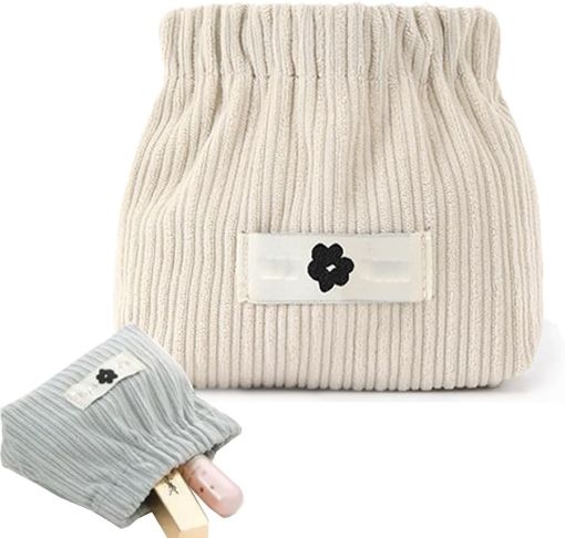 Picture of Small Makeup Bag Elastic Hair Tie Organizer Tiny Pouch Wallet No Zipper Self-closing Coin Purse