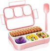 Picture of LUNCH BOX 4 Compartment Lunch Box with Spoon Reusable Food Containers Microwave Freezer Safe Food Containers with Spoon for Adults and Kids