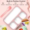 Picture of LUNCH BOX 4 Compartment Lunch Box with Spoon Reusable Food Containers Microwave Freezer Safe Food Containers with Spoon for Adults and Kids