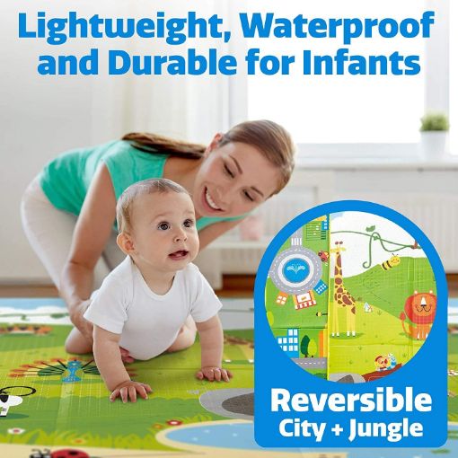 Picture of Double Sided Water Proof Baby Mat Carpet Baby Crawl Play Mat Kids Infant Crawling Play Mat  Foldable Alphabet Playmat Waterproof