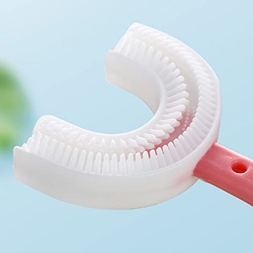 Picture of U Shaped Toothbrush for Kids Manual Whitening Toothbrush Silicone Brush Head