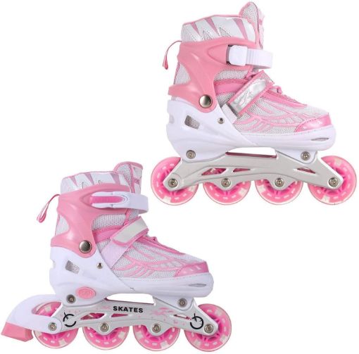 Picture of SKATING SHOES SKATING PINK Kids Professional Inline Skates, Adult Adjustable Boy Girl Beginner Skating Shoes Size Inline Skates