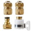 Picture of 4Pcs Tap Connector Brass Pipe Connector  Garden Hose Quick Connectors Tap Connector